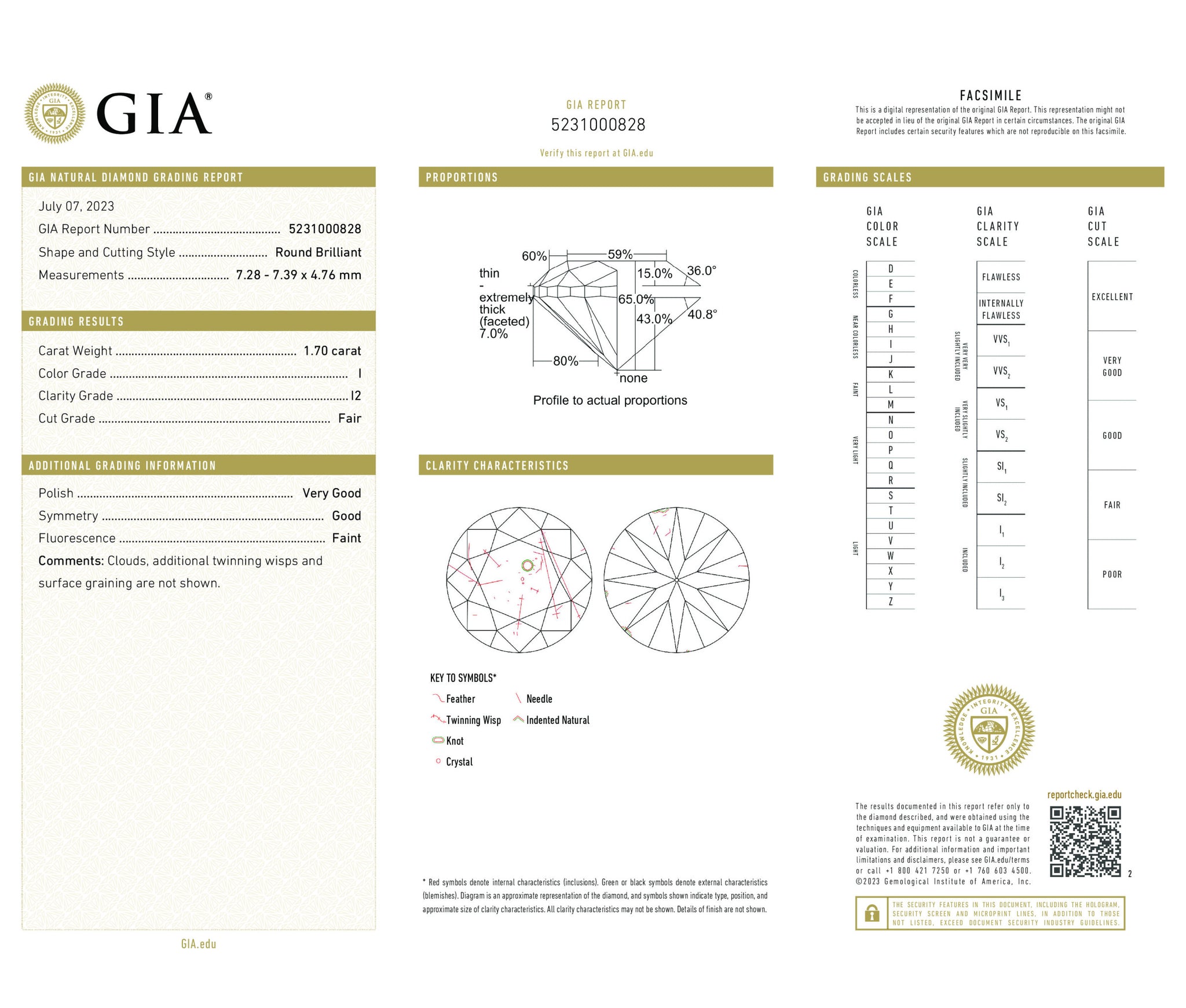 Round Brilliant  CTW Other 0 I I2 GIA Diamond Studs 14K White Gold