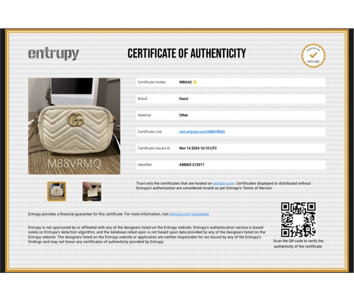 Gucci White Leather GG Marmont Mini Shoulder Bag