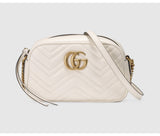 Gucci White Leather GG Marmont Mini Shoulder Bag