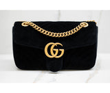 Gucci Black Velvet Small Marmont Shoulder Bag