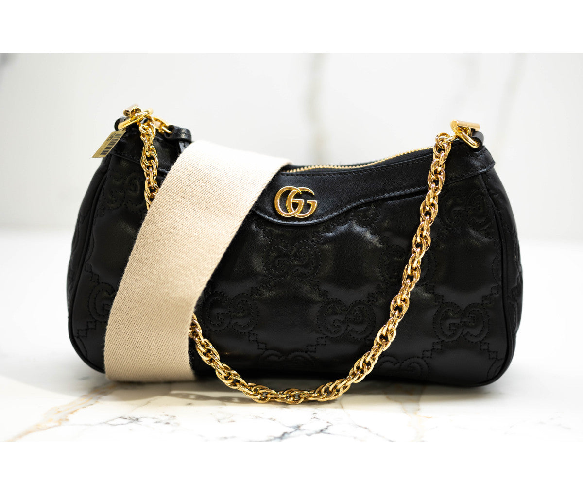 Gucci Black GG Leather Matelasse Small Shoulder Bag