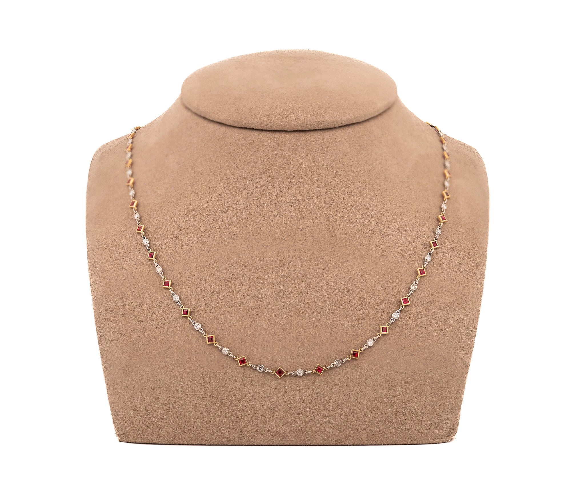 Platinum Ruby and Diamond by the Yard Necklace