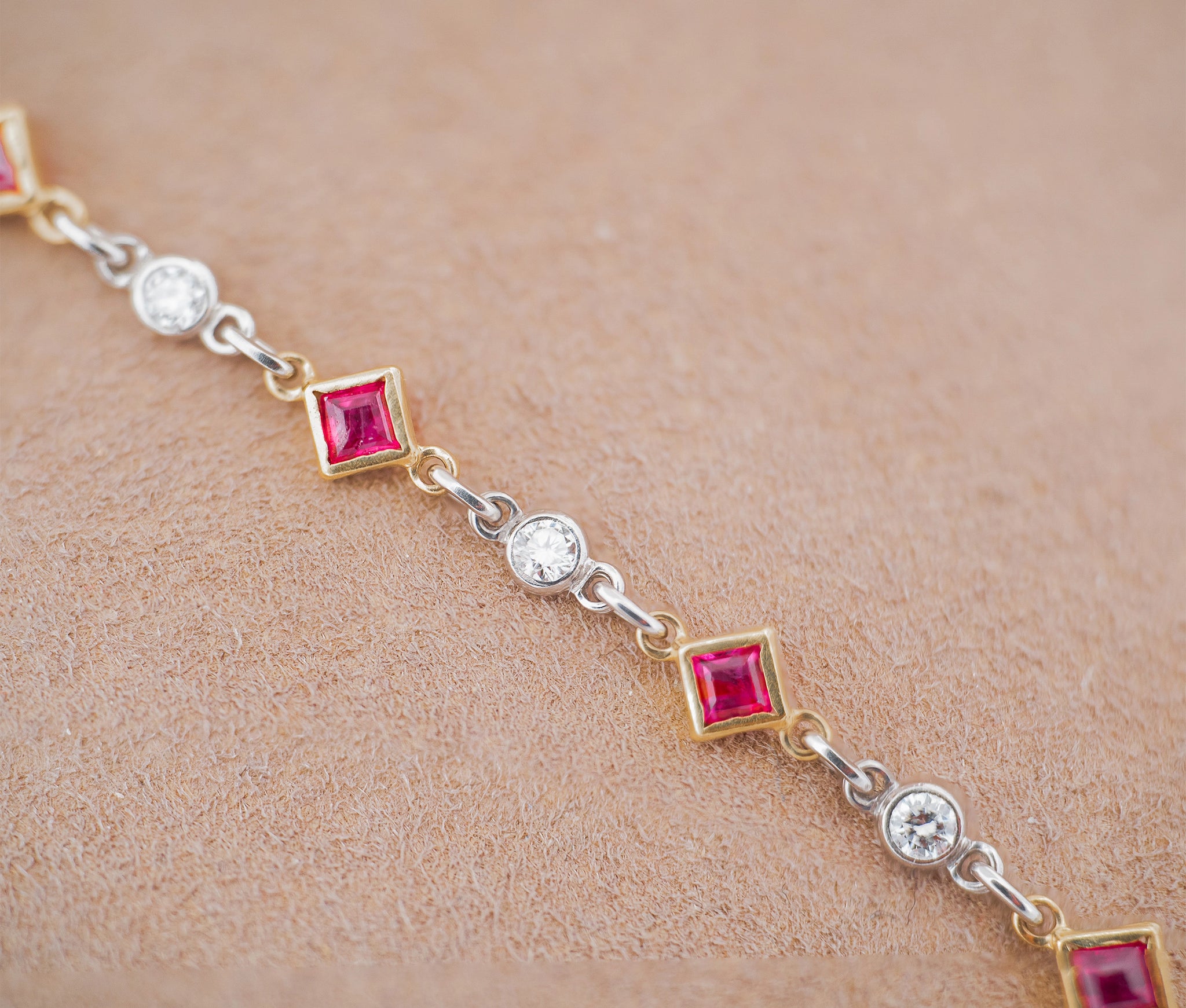 Platinum Ruby and Diamond by the Yard Necklace