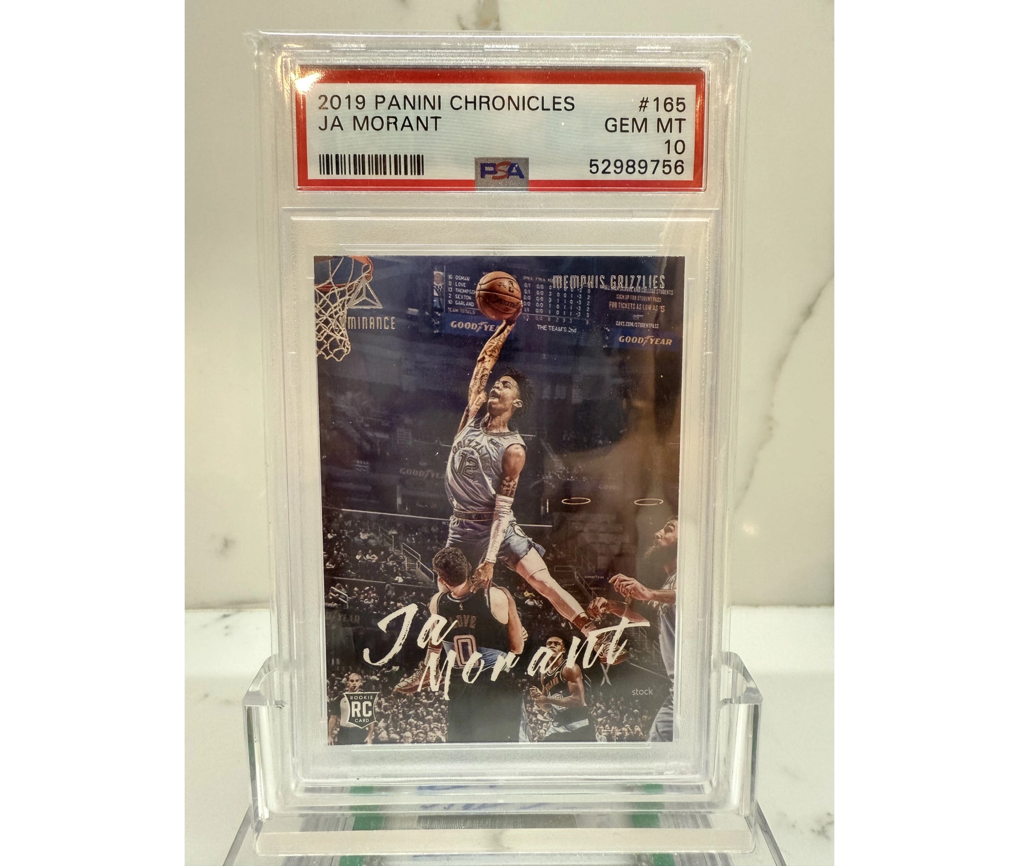 2019 PANINI CHRONICLES JA MORANT RC GRIZZLIES PSA 10 #165