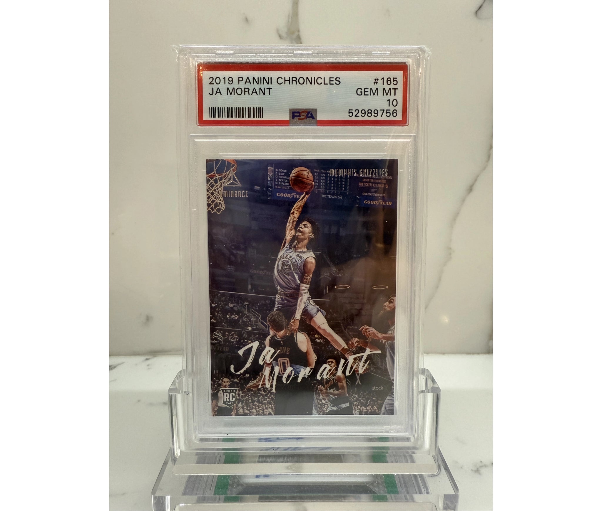 2019 PANINI CHRONICLES JA MORANT RC GRIZZLIES PSA 10 #165