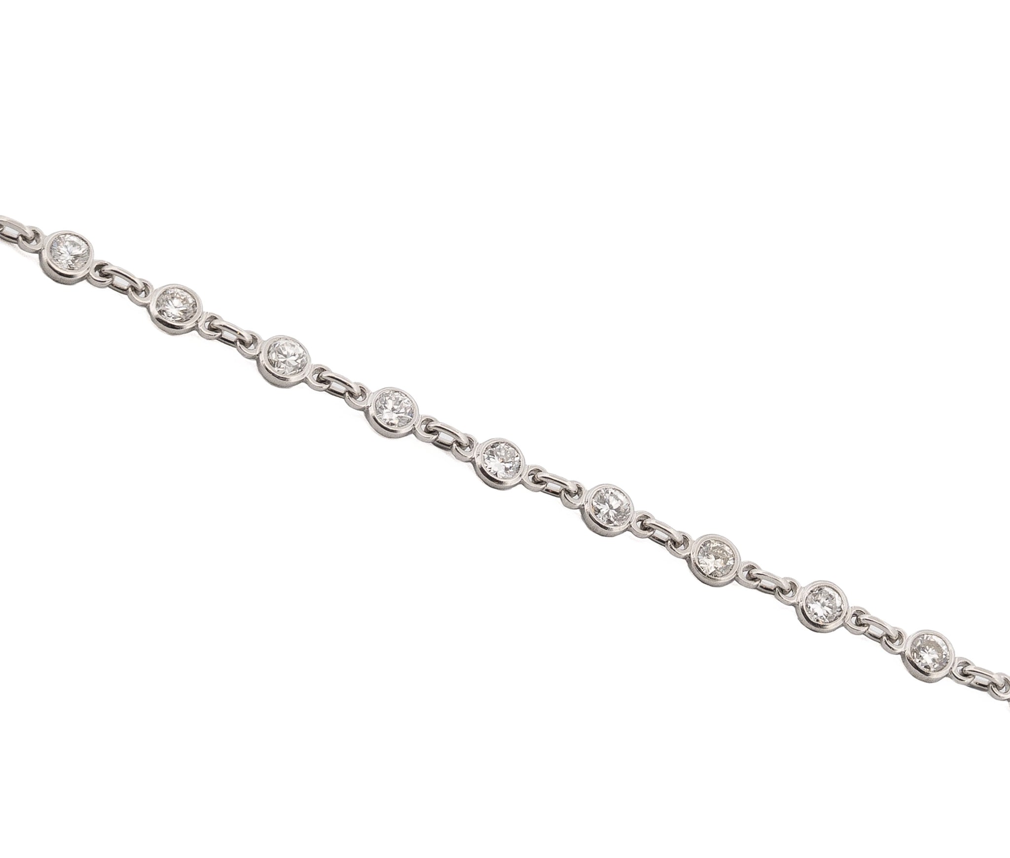 Platinum 3.23cttw. Round Brilliant Diamonds By The Yard Necklace