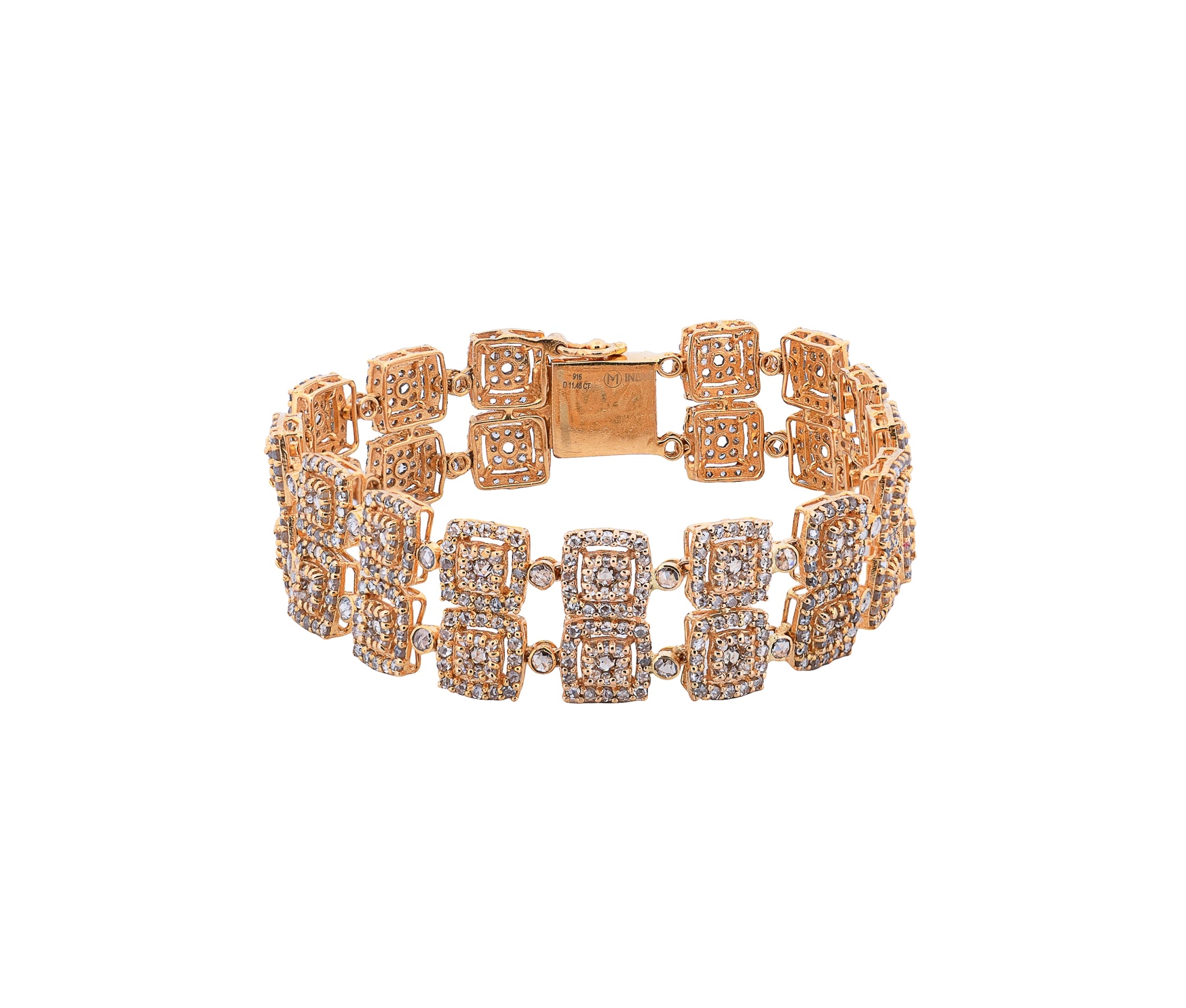 22K Yellow Gold 11.0cttw. Diamond Halo Style Diamond Bracelet