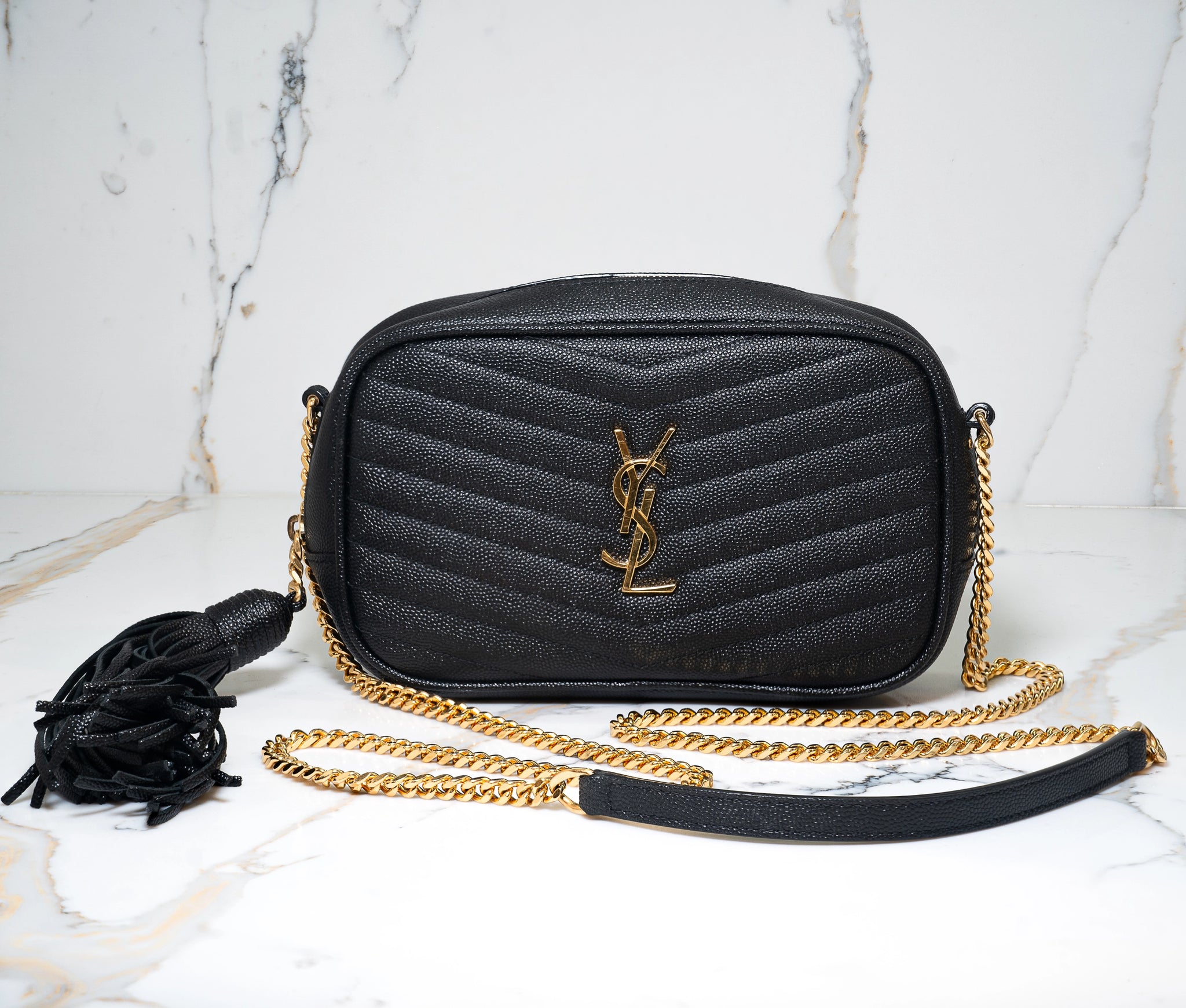 Saint Laurent Grain De Poudre Matelasse Monogram Mini Lou Bag