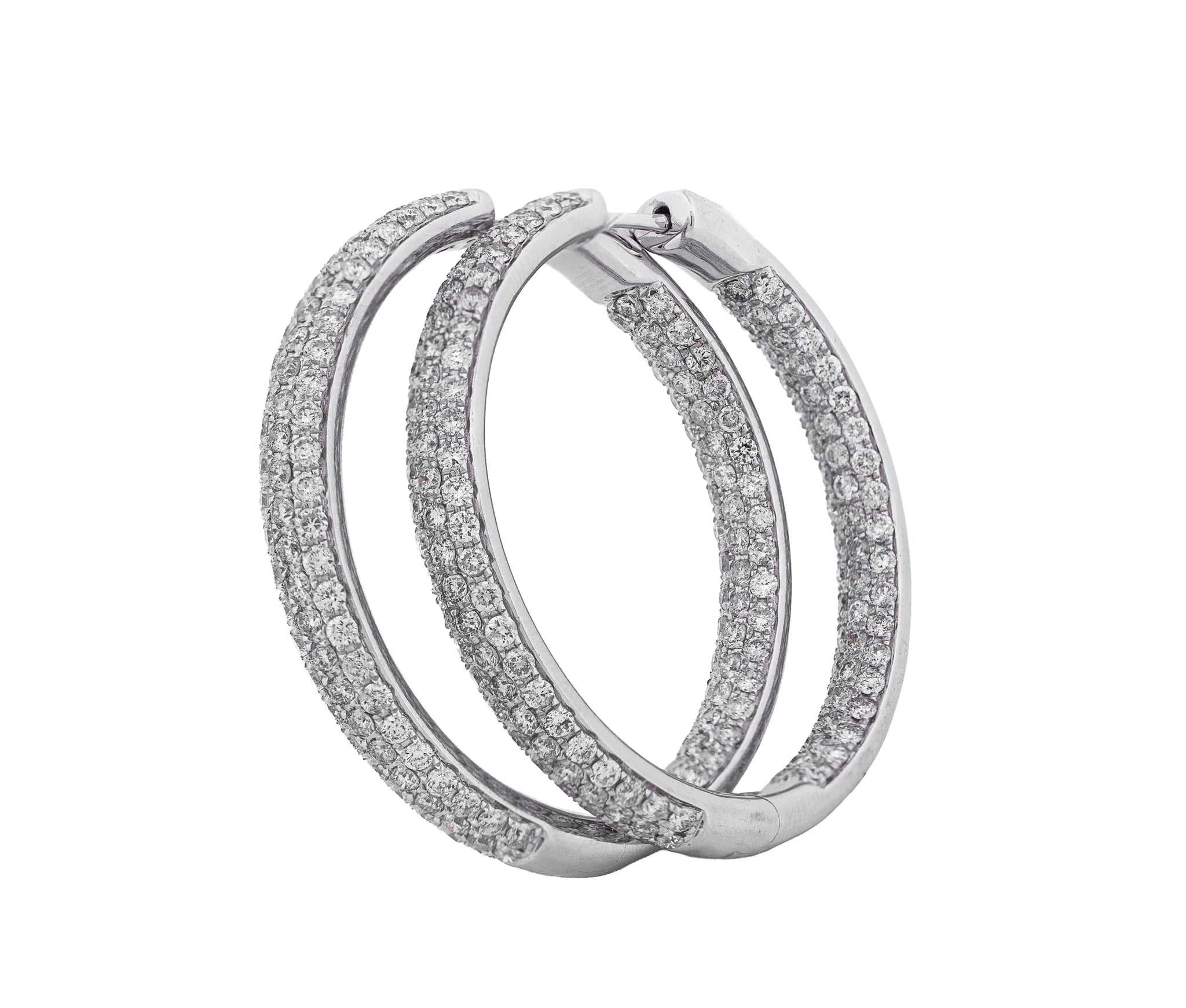 14K White Gold 4.82ct Diamond Hoop Earrings