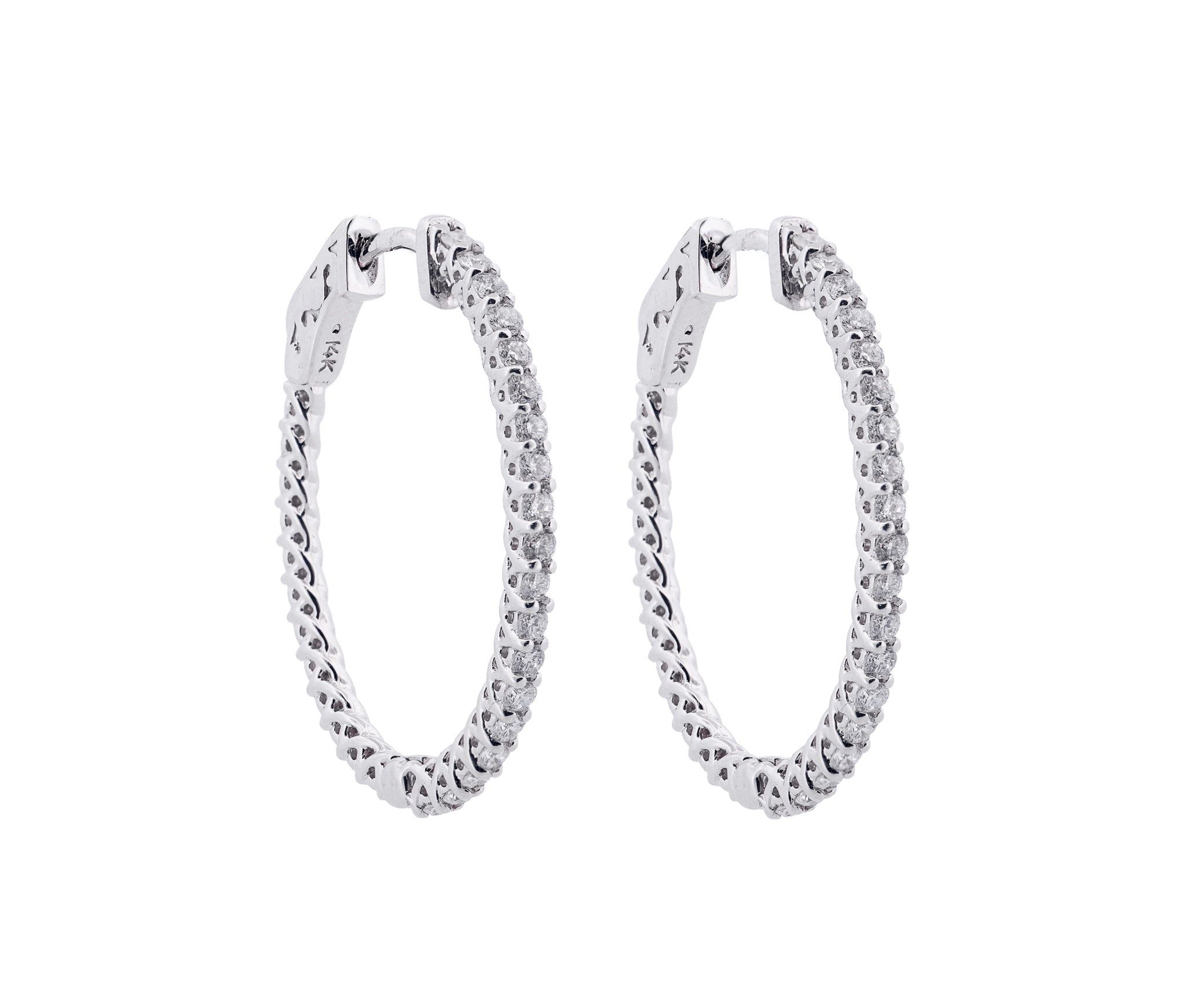 14K Diamond Hoop Earrings .85ct
