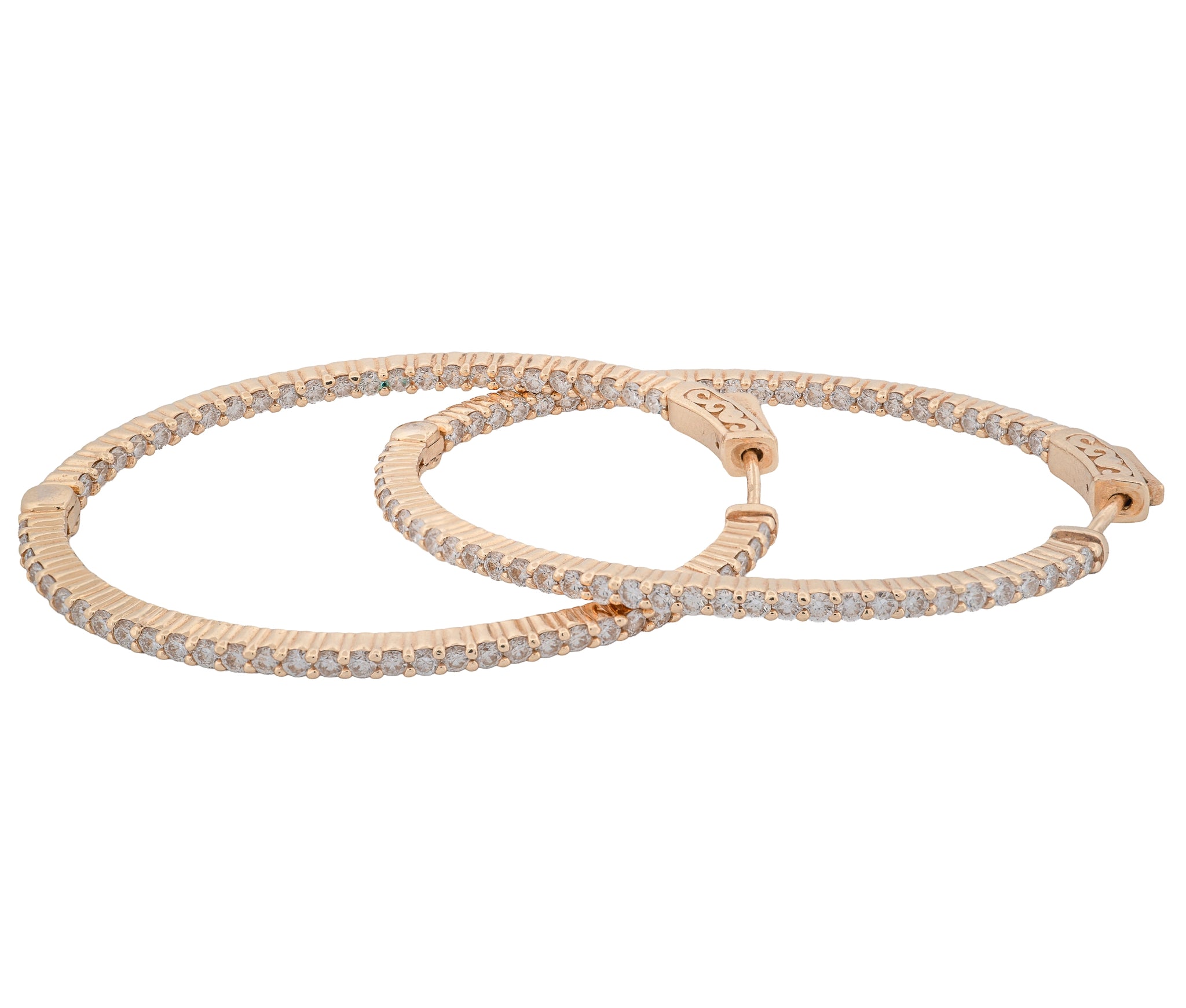 14K Yellow Gold 2.28cttw. Diamond Hoop Earrings