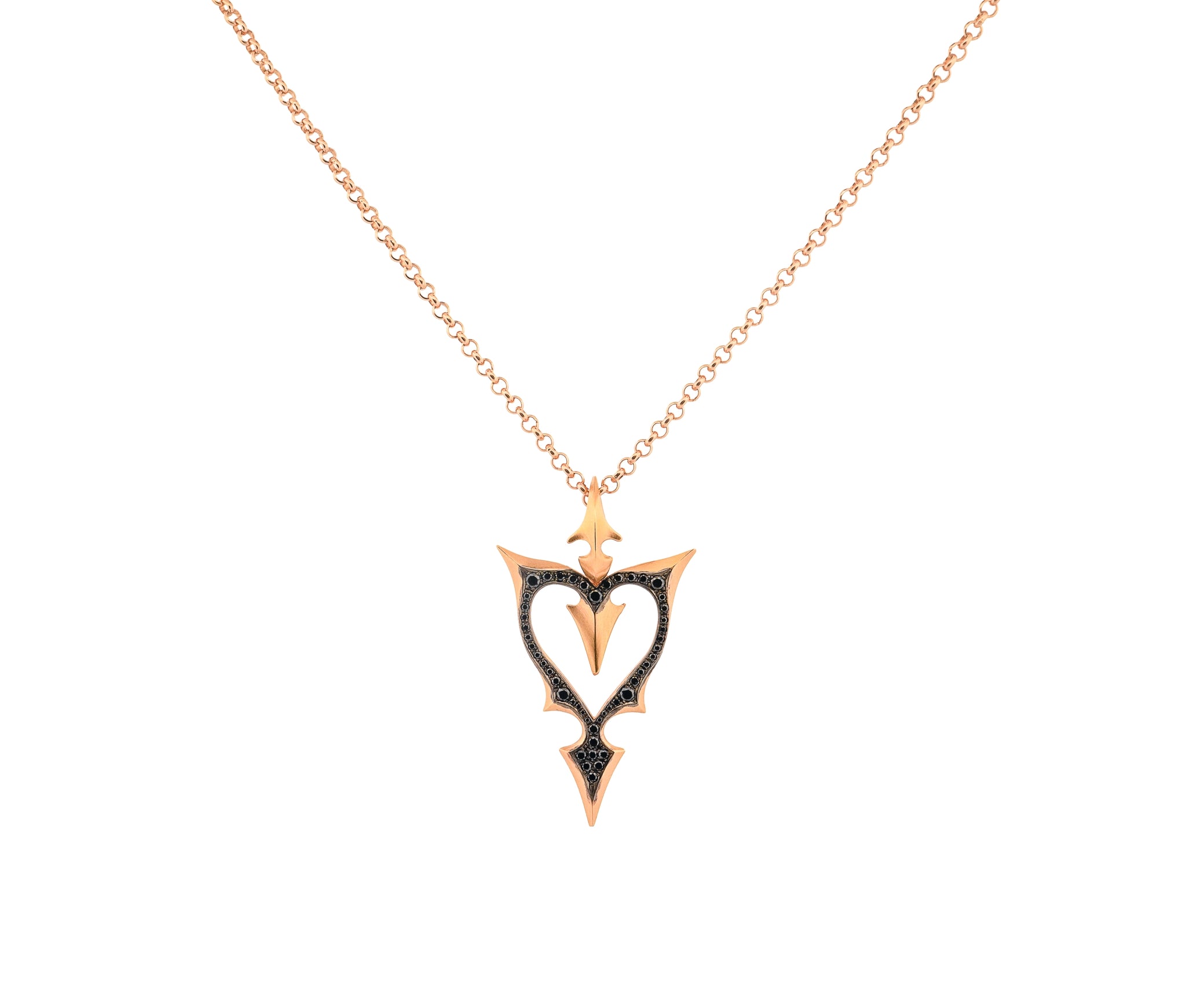Kristen Farrell Black Diamond Rose Gold Pendant Necklace in 18K Rose Gold