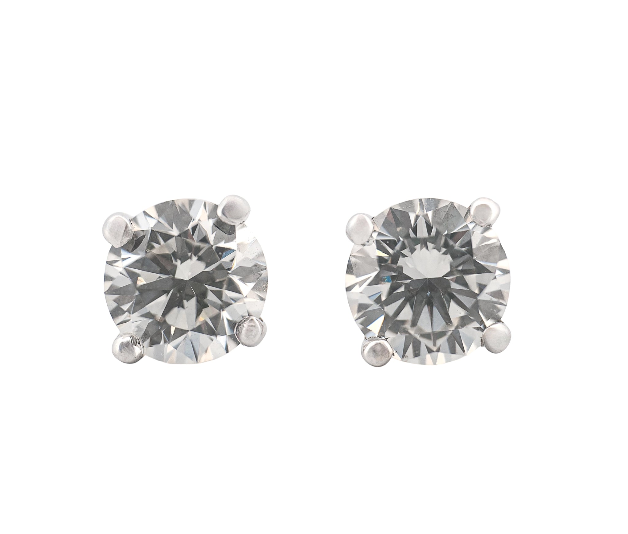 Round Brilliant 1.00 CTW I VS2 H SI1 GIA Diamond Studs 14K White Gold