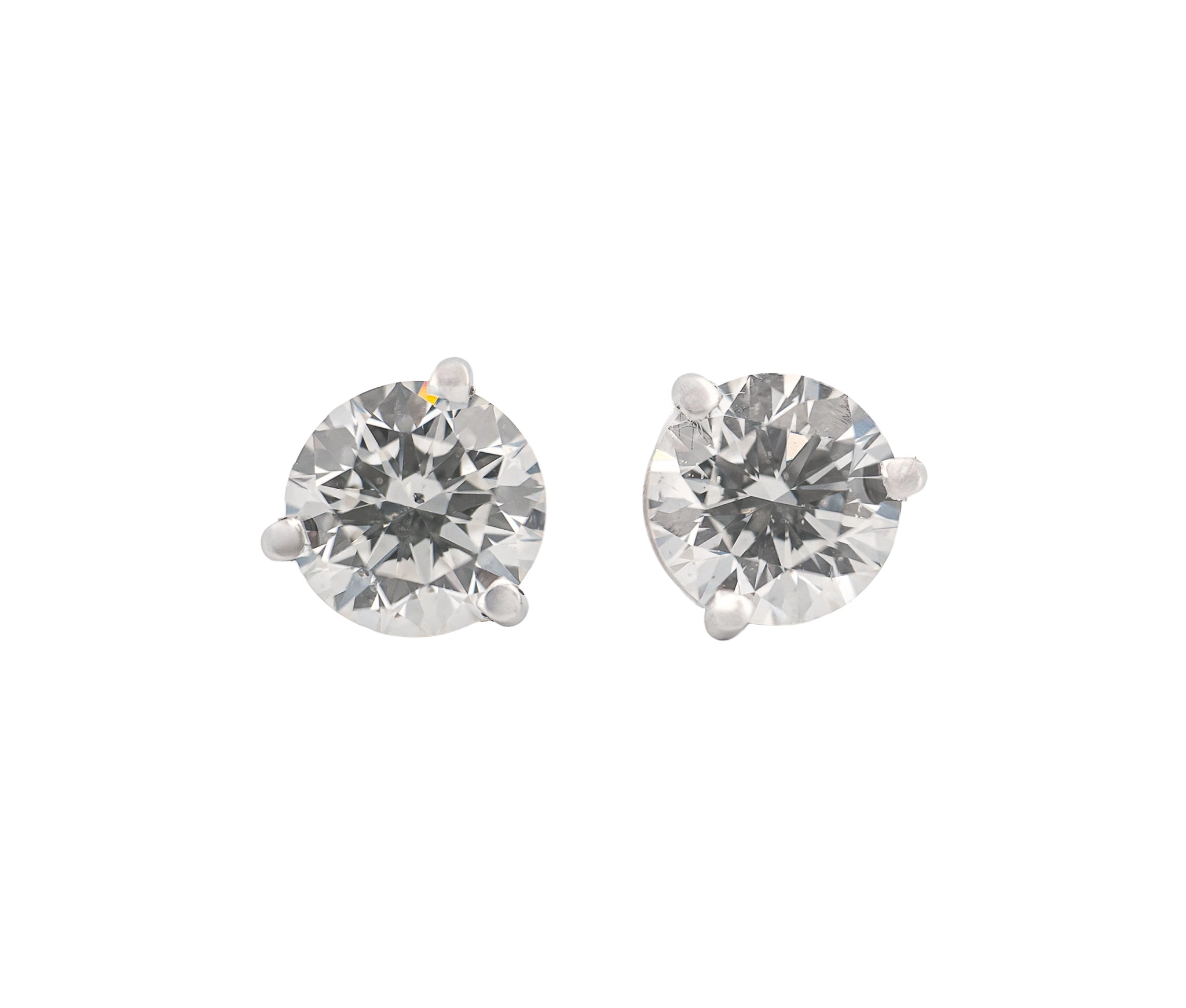 14K White Gold 1.13 CTW Round Brilliant H I2 J I2 GIA Diamond Studs