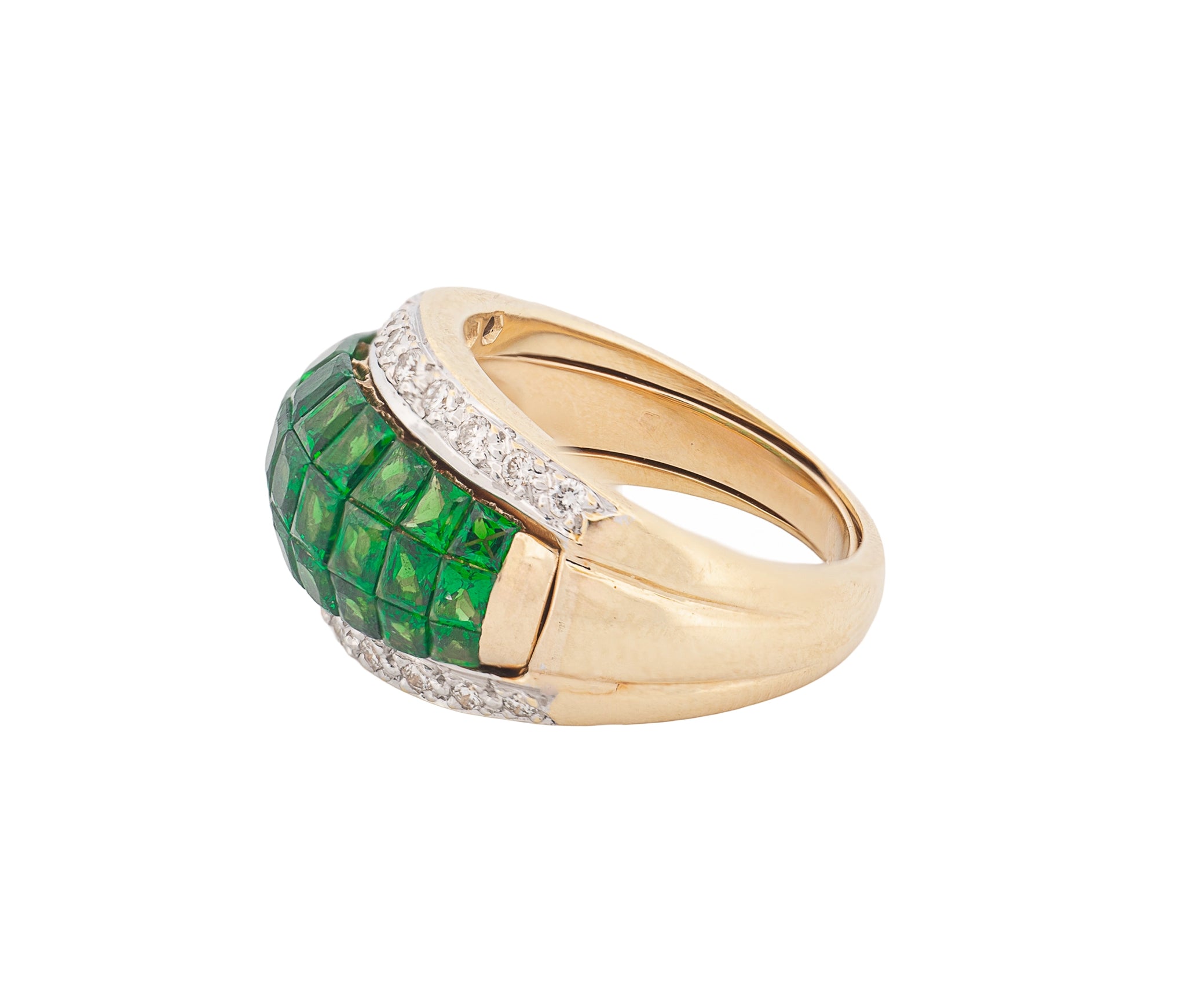 14K Yellow Gold Tsavorite Garnet & Diamond Ring