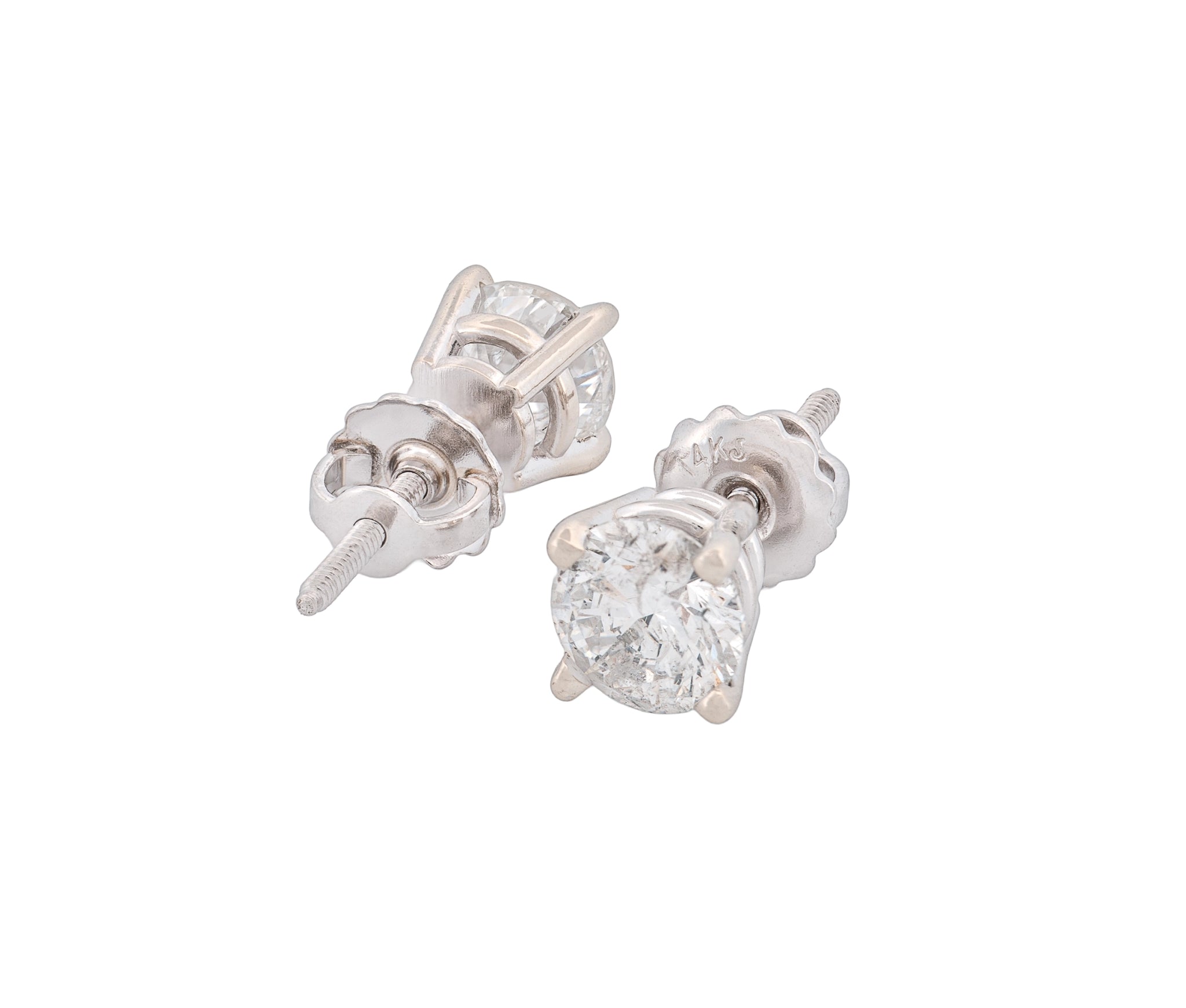 Round Brilliant 1.48 CTW F I2 G I2 GIA Diamond Studs
