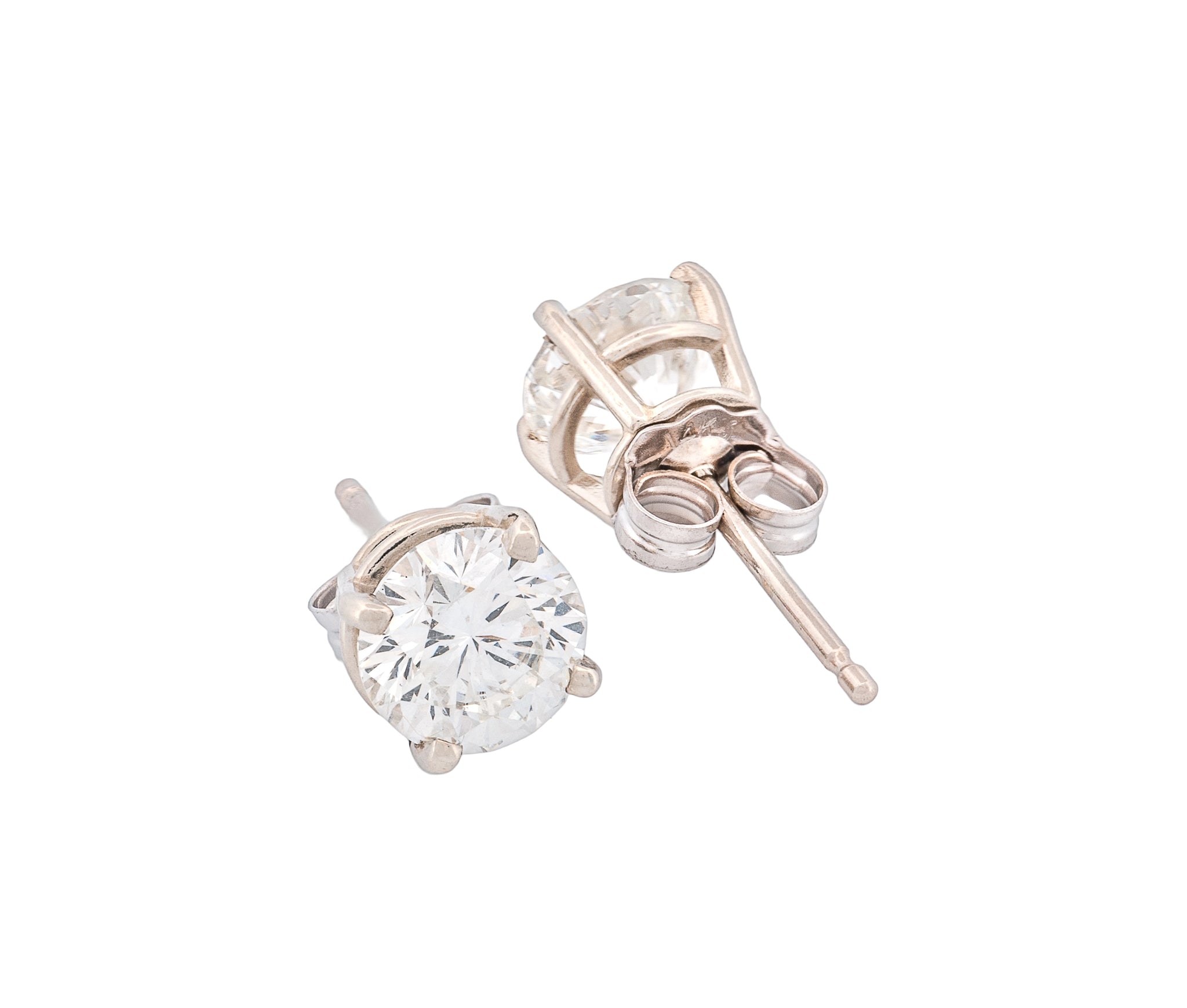 Round Modified Brilliant 1.41 CTW H SI1 I SI2 GIA Diamond Studs 14K White Gold