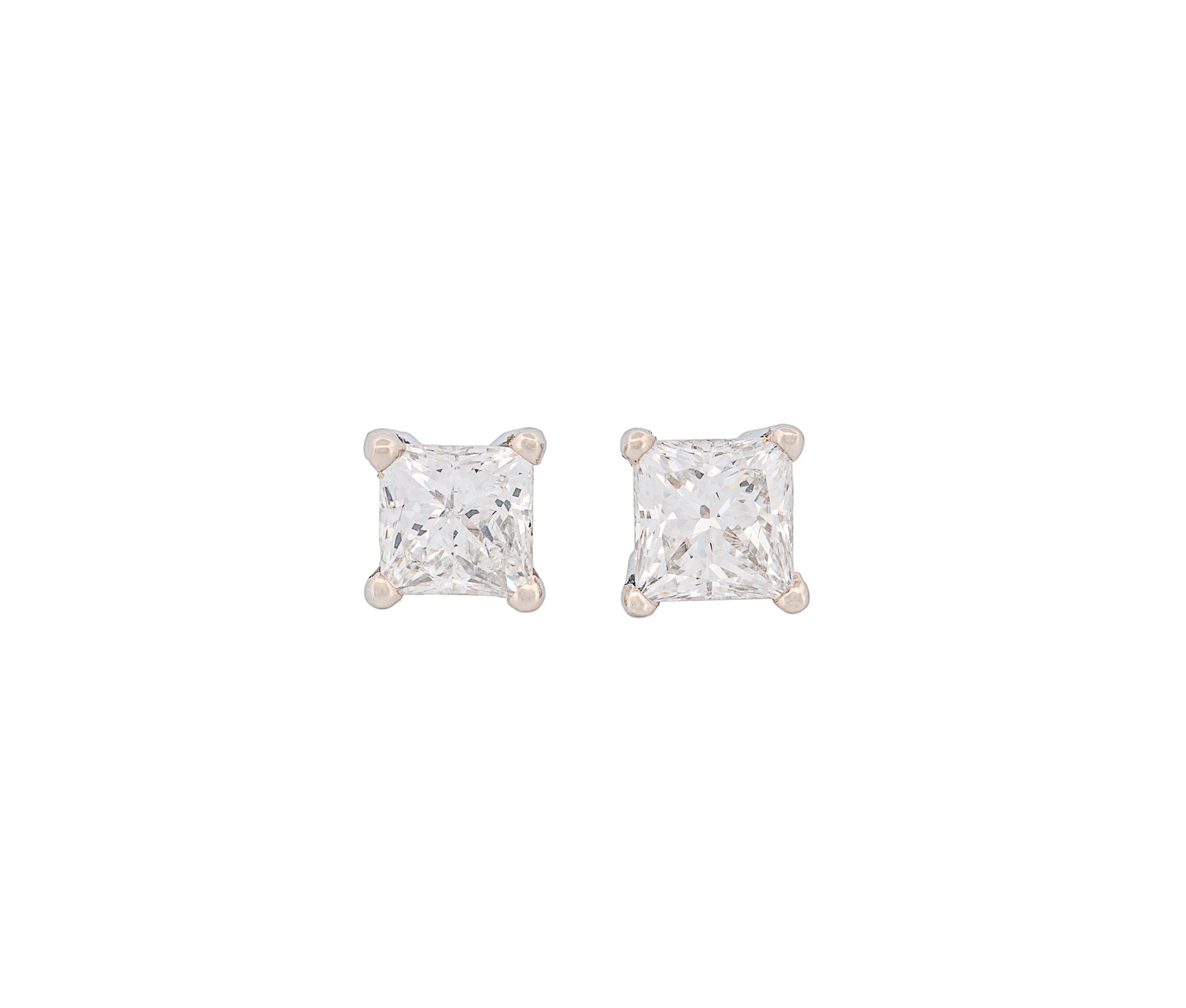 Square Modified Brilliant 1.41 CTW J I1 H I1 GIA Diamond Studs 14K White Gold