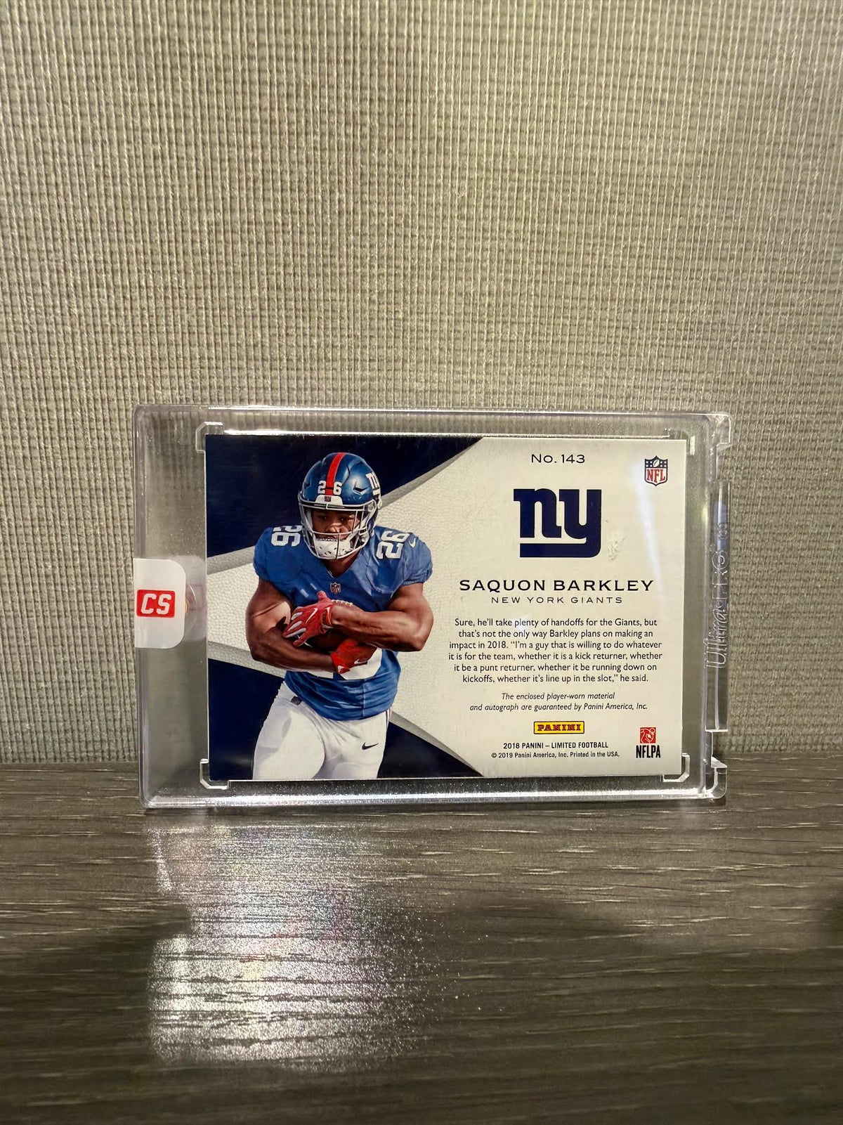 2018 Panini Limited Saquon Barkley Two Color Patch RPA Auto Rookie /25