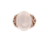 Women's 18k Rose Gold Rose Quartz & 0.50ct Diamond Ring 5.8dwt