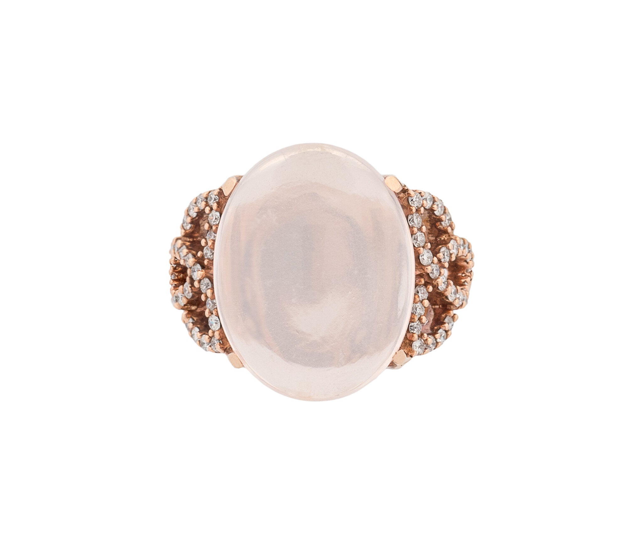 Women's 18k Rose Gold Rose Quartz & 0.50ct Diamond Ring 5.8dwt