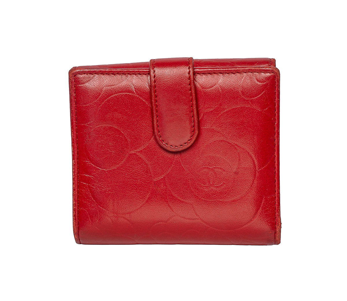 Chanel Red Leather Camellia Wallet
