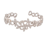 18kt White Gold Omate Filigree Style Diamond Cuff Bracelet