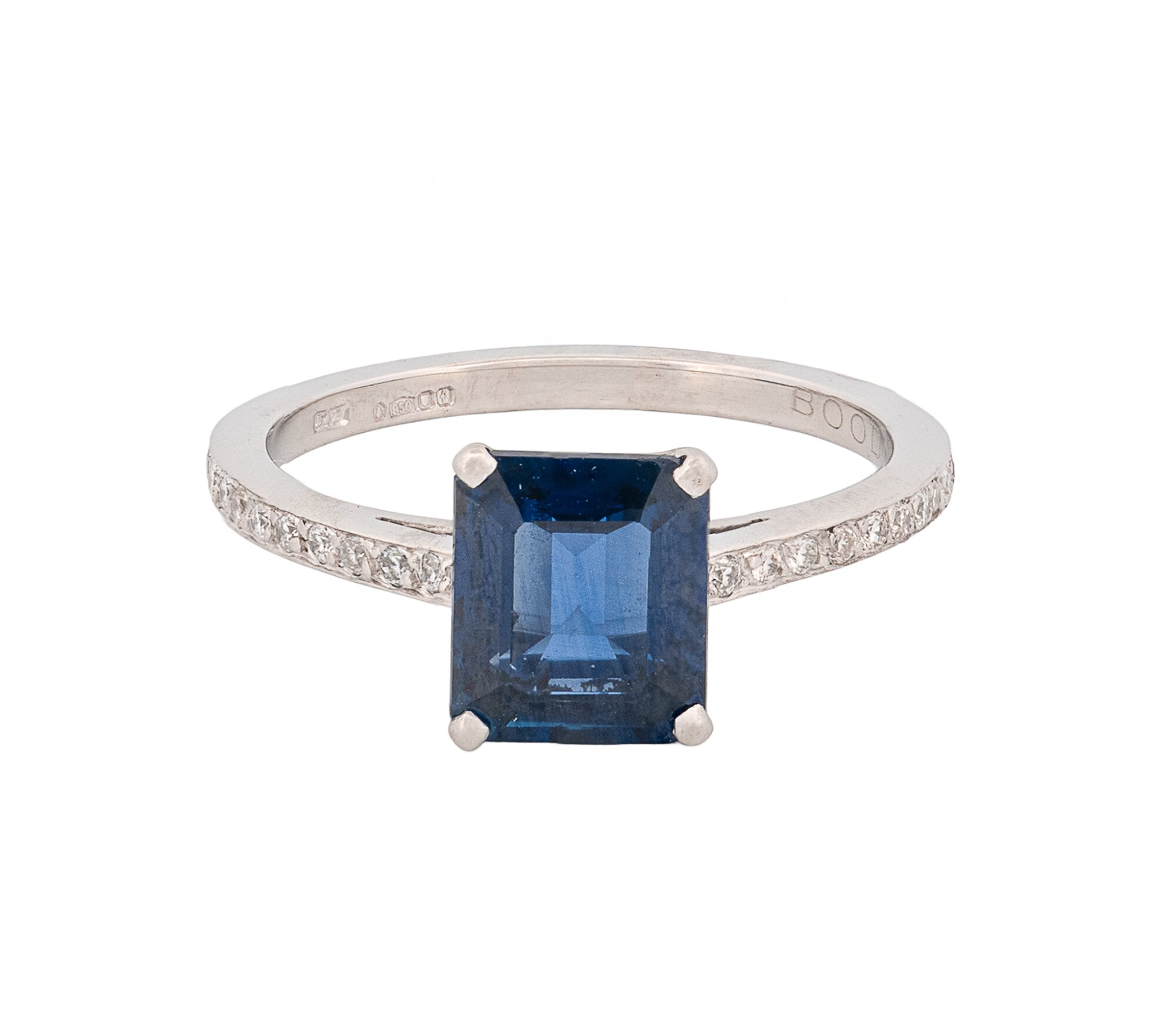 Boodles Signed Platinum Sapphire & Diamond Ring