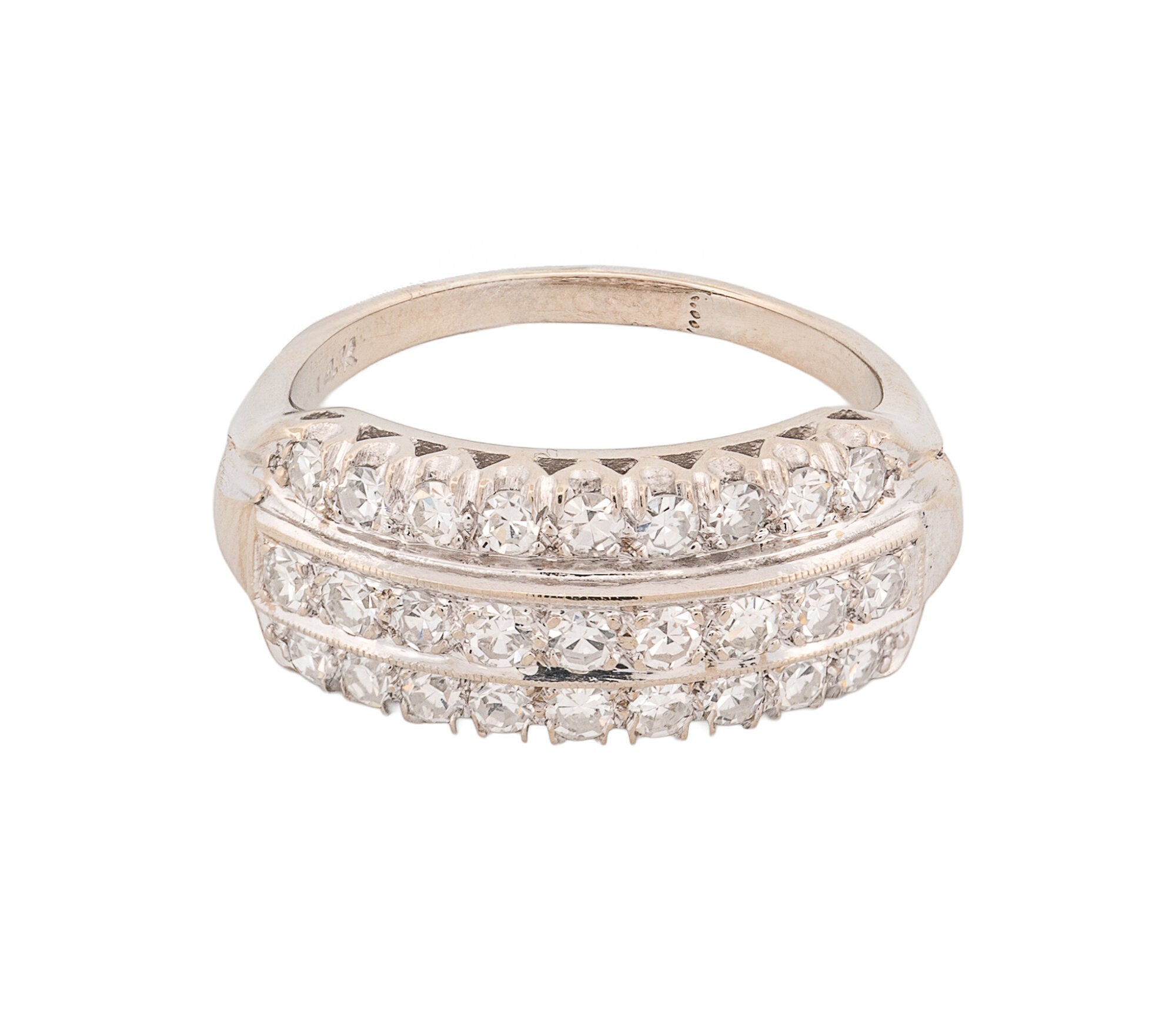 Antique 14K White Gold Diamond Band