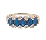 14k White Gold Diamond and Natural Sapphire Band