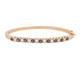 14K Yellow Gold Diamond and Natural Sapphire Hinged Bangle Bracelet