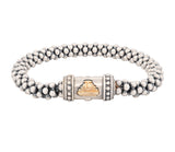 Lagos Caviar Sterling Silver and 18K Yellow Gold Signature Bracelet 7mm