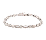 18K White Gold Bezel Set Round Brilliant Cut Diamond Link Bracelet