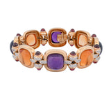 18K Yellow Gold Multigem & Diamond Link Bracelet