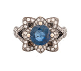 14K White Gold Sapphire & Diamond Ring