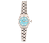 Rolex Datejust 26mm Stainless Steel Automatic Watch Blue Tiffany Diamond Dial Model 69124 Mint Condition
