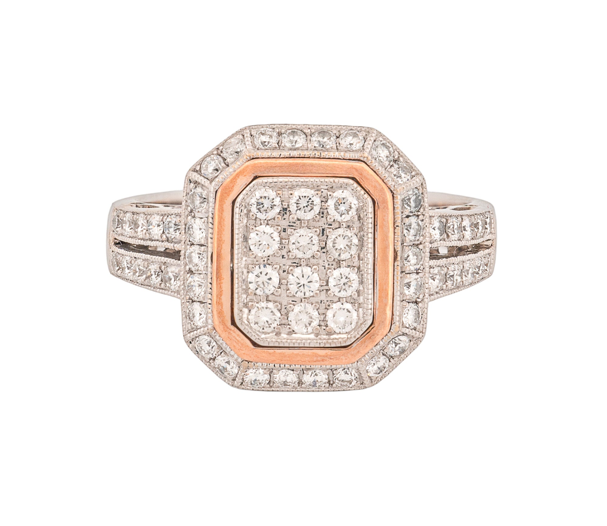 18K White & Yellow Gold 0.60Ct Simon G. Diamond Cluster Style Ring