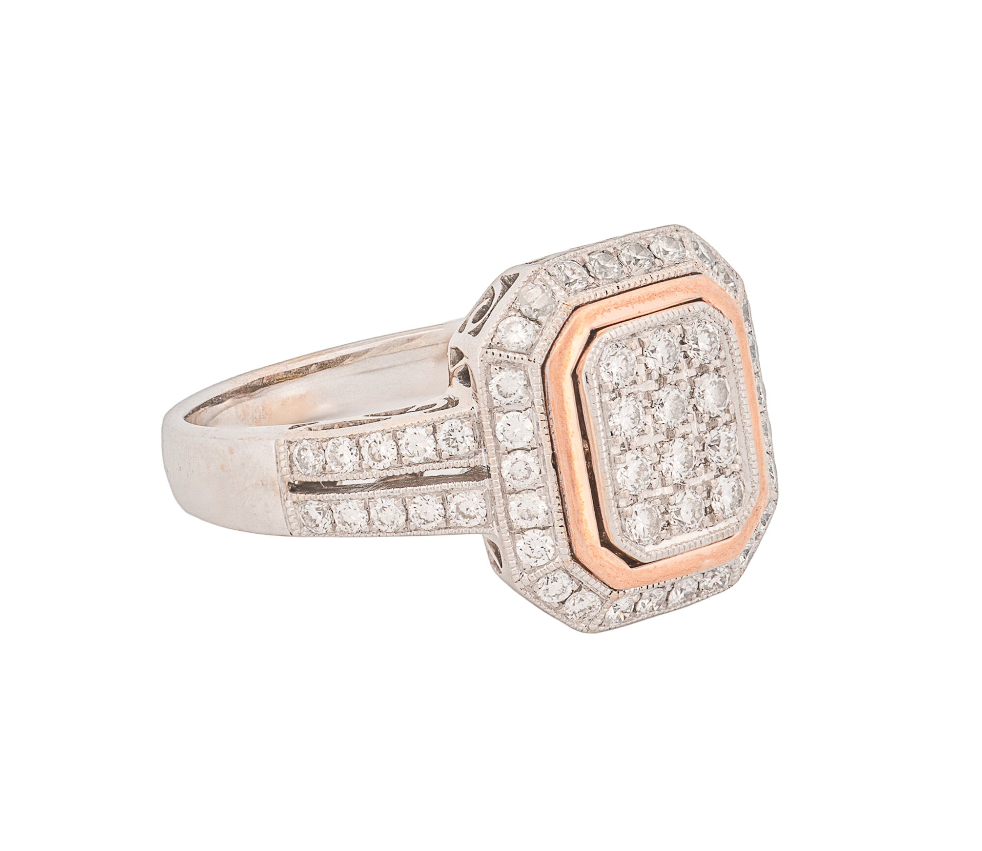 18K White & Yellow Gold 0.60Ct Simon G. Diamond Cluster Style Ring