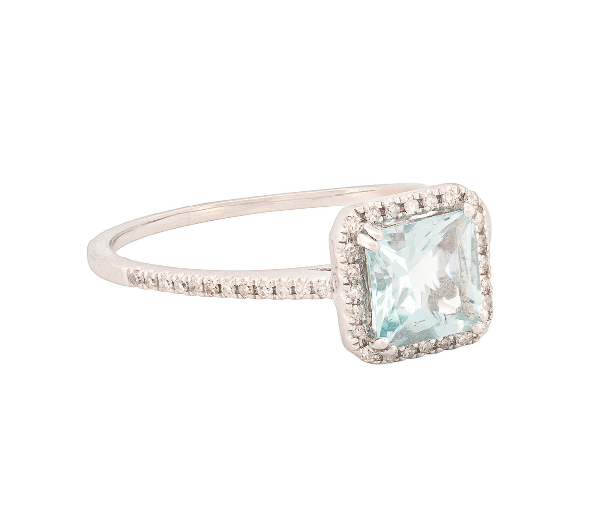 Gemstone 10K 1.60 CTW Princess Aquamarines