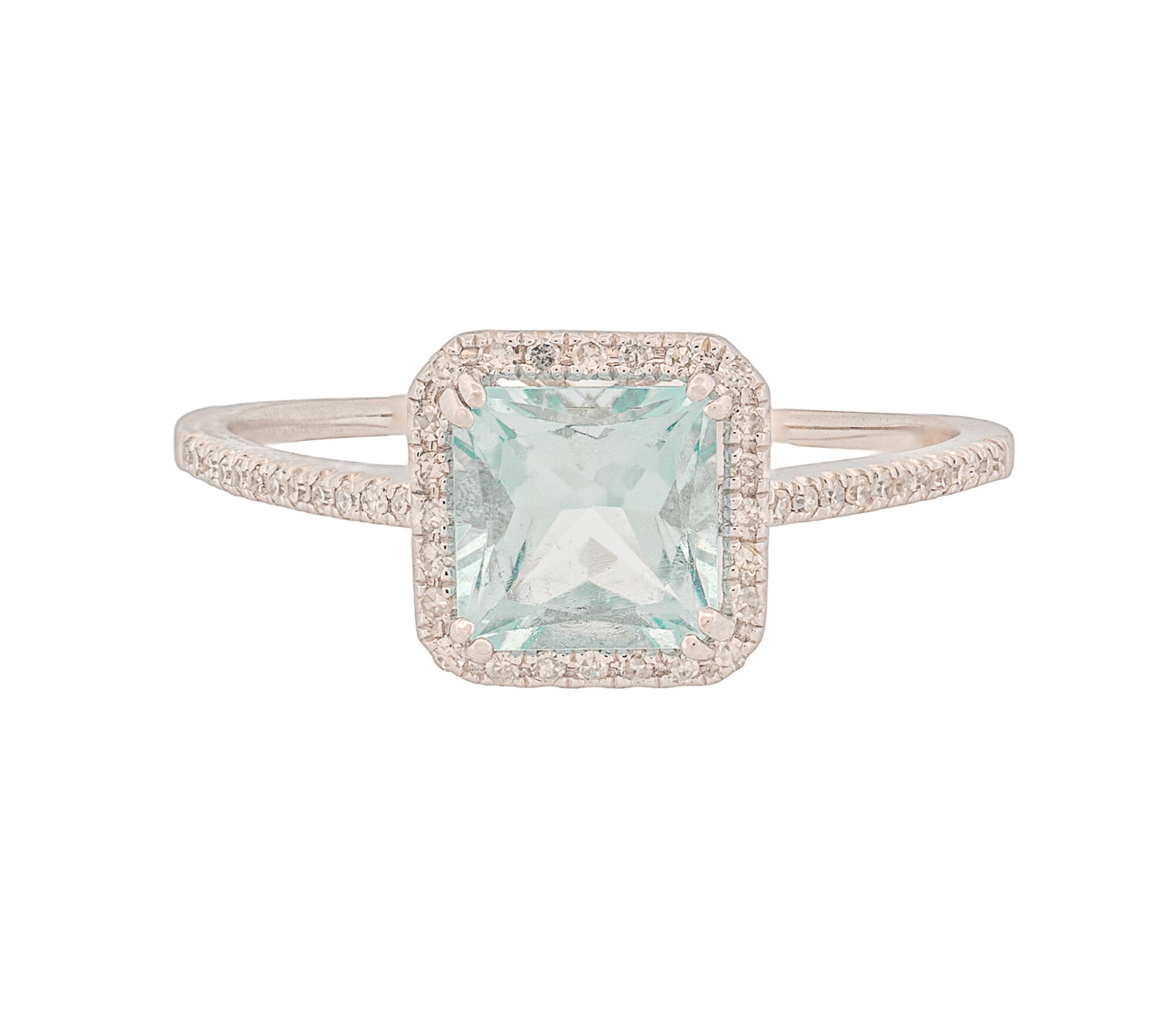 Gemstone 10K 1.60 CTW Princess Aquamarines