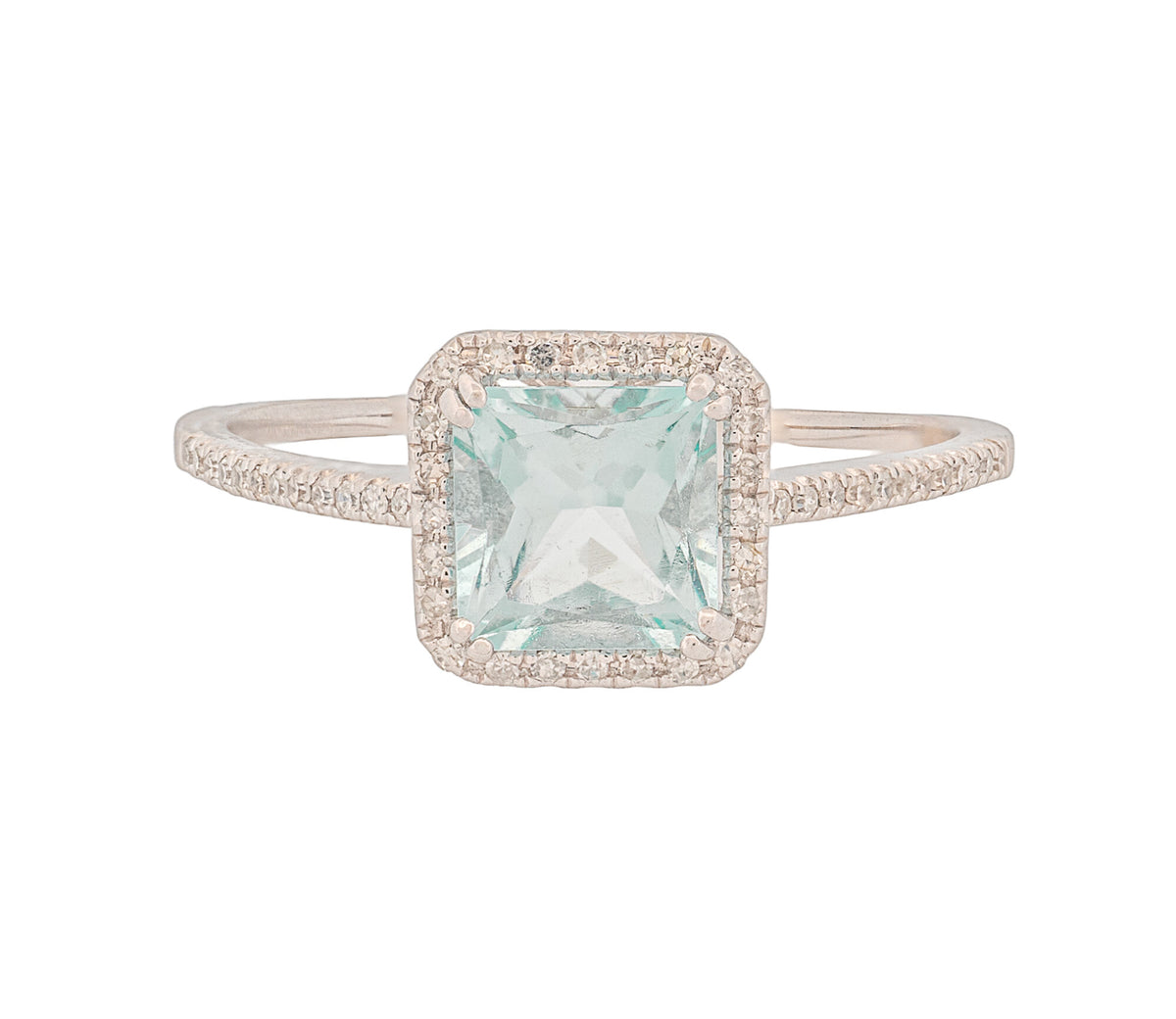 Gemstone 10K 1.60 CTW Princess Aquamarines