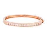14K Rose Gold Channel Set Diamond Geometric Hinged Bangle Bracelet