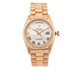 Rolex President Day-Date 36mm 18k Yellow Gold Watch - White Roman Dial