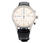 IWC Schaffhausen Portugieser 41mm Stainless Steel Automatic Watch | Oyster Dial | Alligator Band | Model 371604