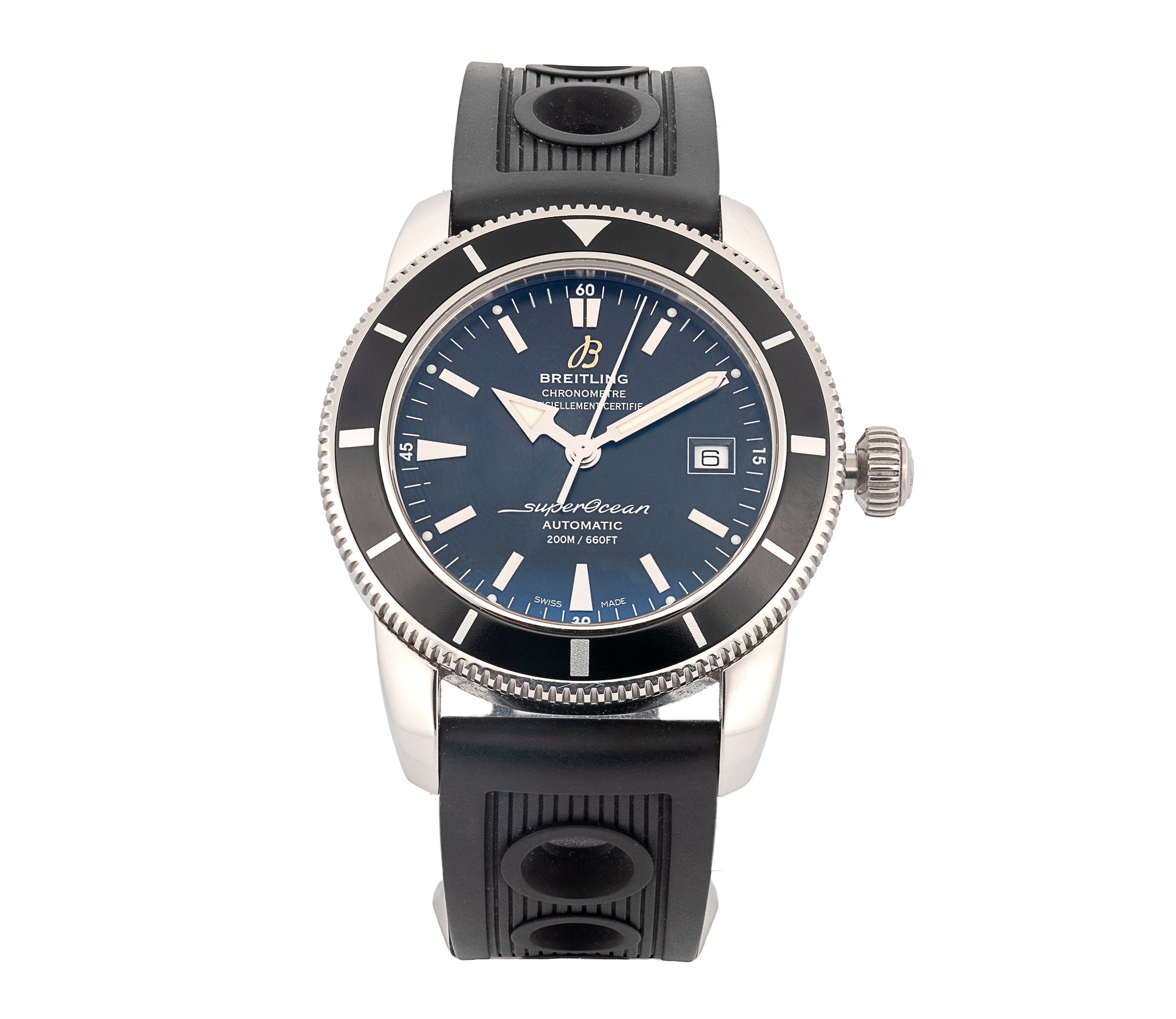 Breitling Superocean Heritage 42mm Automatic Men's Watch A17321 Black Dial Stainless Steel Rubber Band