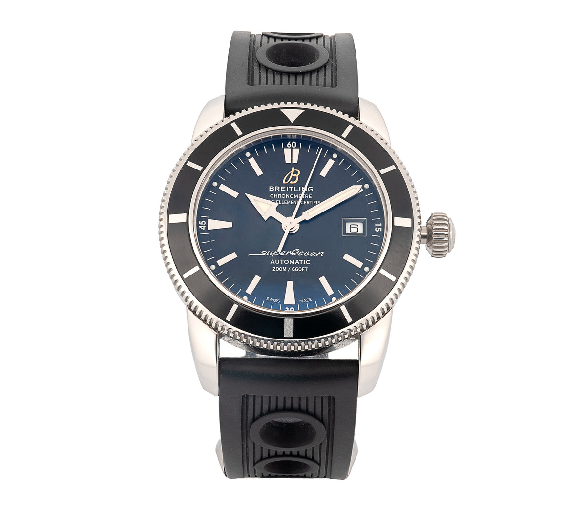 Breitling Superocean Heritage 42mm Automatic Men's Watch A17321 Black Dial Stainless Steel Rubber Band