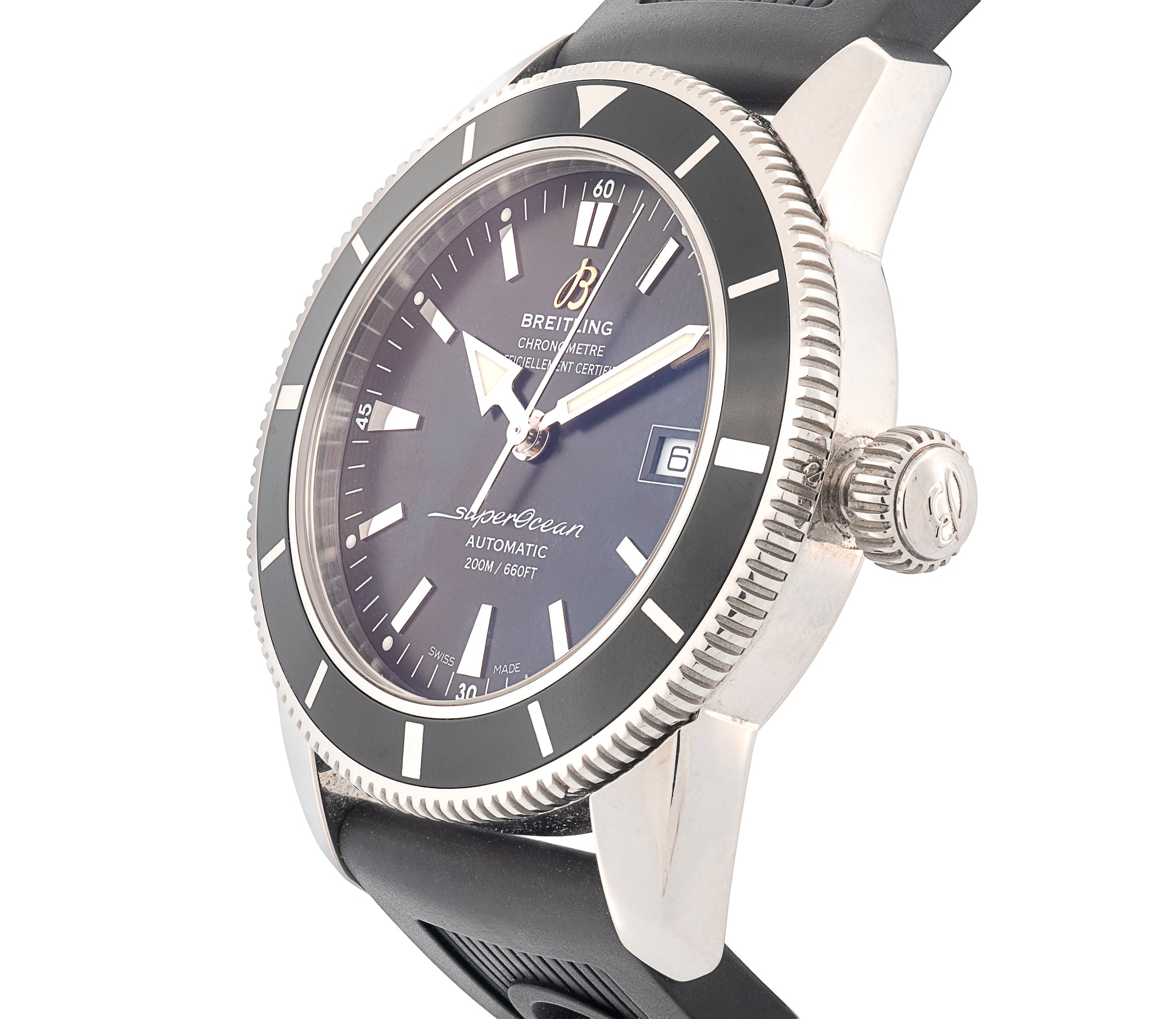 Breitling Superocean Heritage 42mm Automatic Men's Watch A17321 Black Dial Stainless Steel Rubber Band