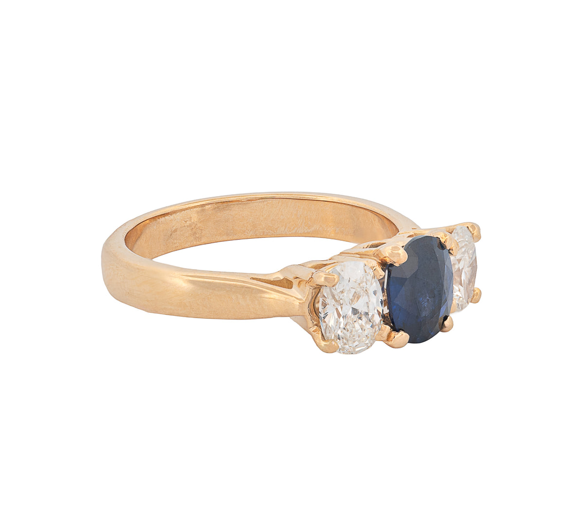 18K Yellow Gold Blue Sapphire & Diamond Engagement Ring