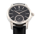 Maurice Lacroix Pontos PT-7518 43mm Black Dial Stainless Steel Manual Wind Men's Watch with Leather Band & Skeleton Caseback