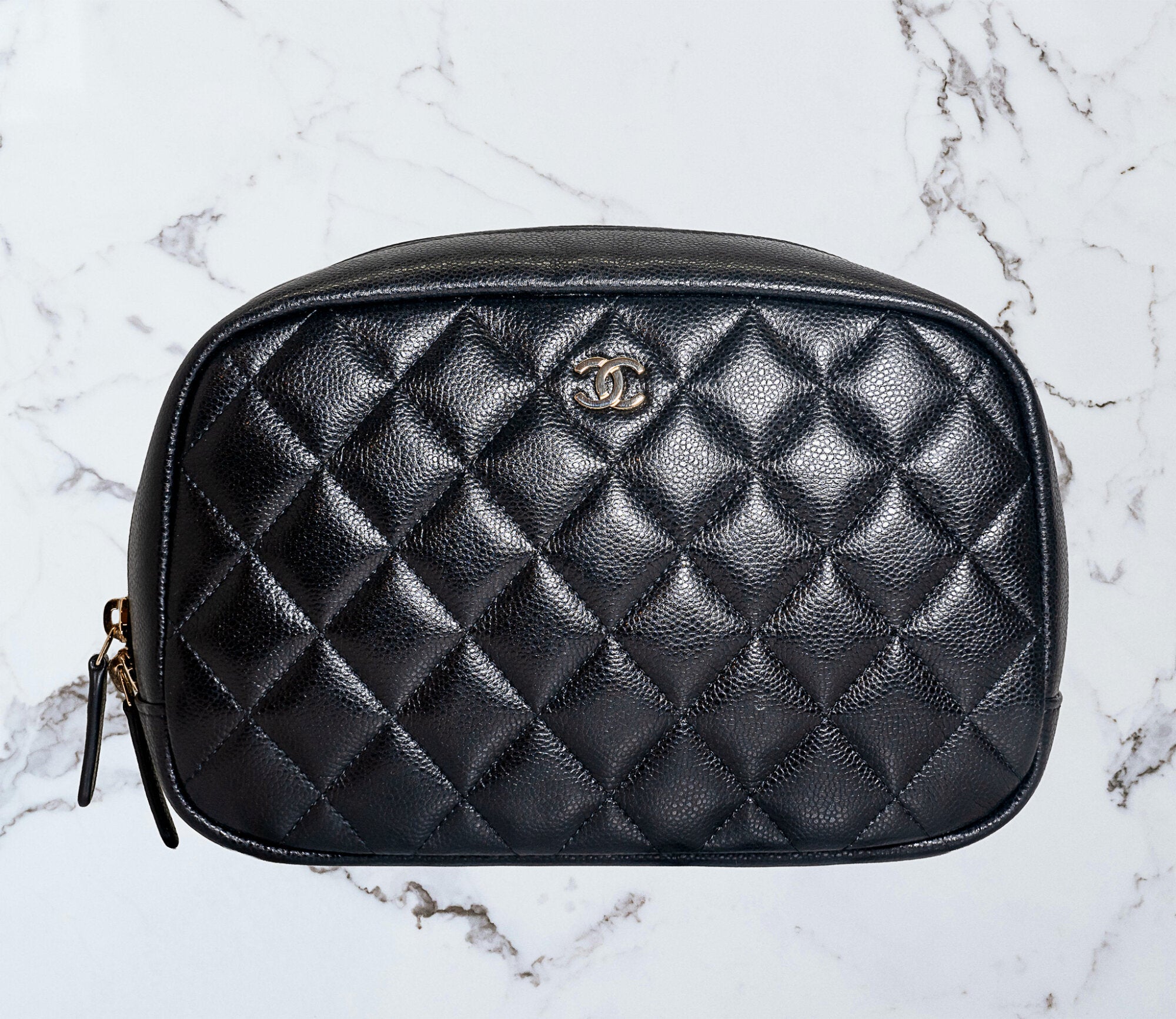 Chanel Black Quilted Cosmetic Bag